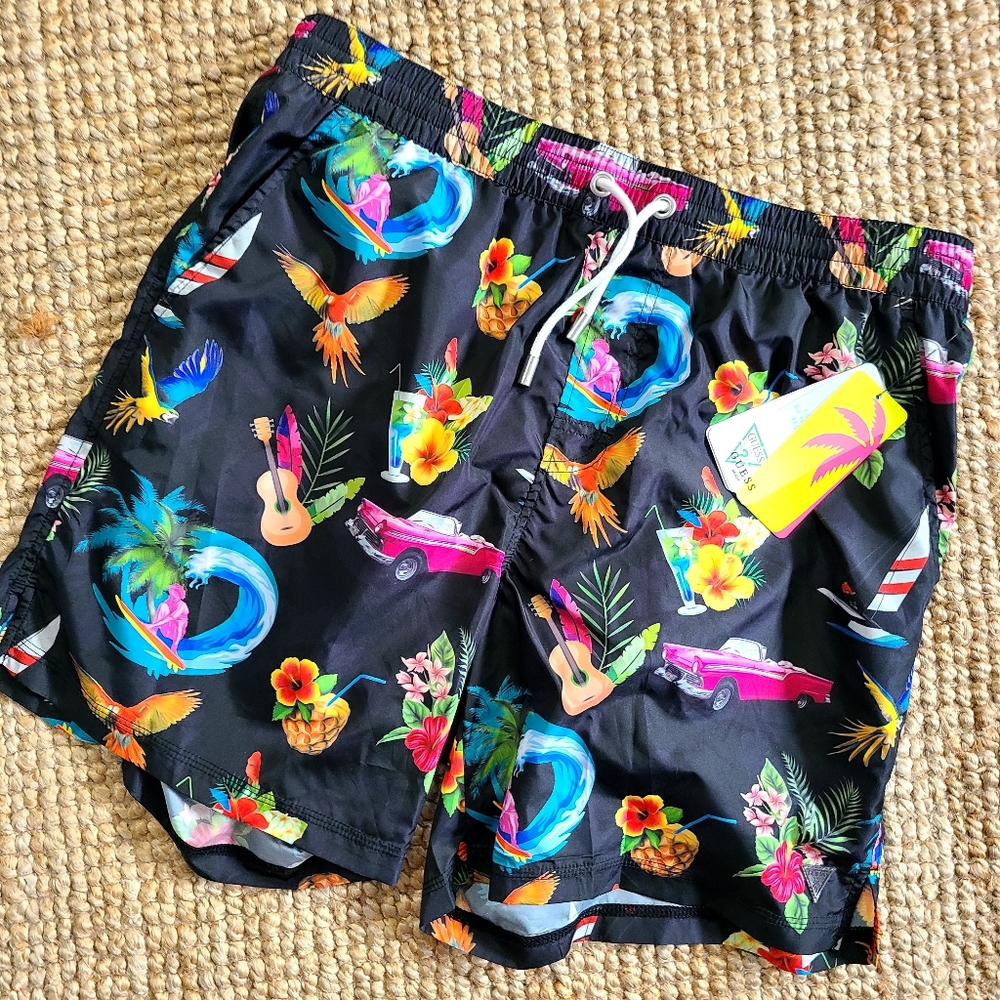 Guess Beach Tropical Swim Trunks